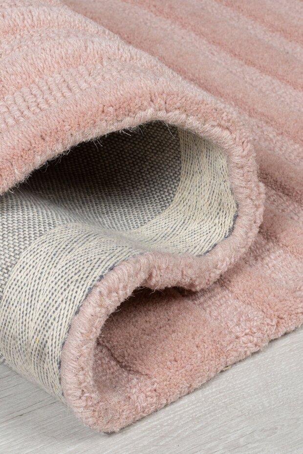 Zen vloerkleed - Japandi - Laagpolig - 100% Wol Modern - Roze Zen vloerkleed - Japandi - Laagpolig - 100% Wol Modern - Roze