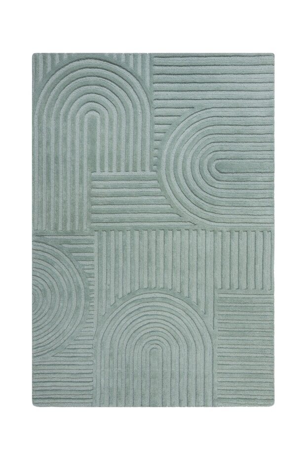 Zen vloerkleed - Japandi - Laagpolig - 100% Wol Modern - Blauw
