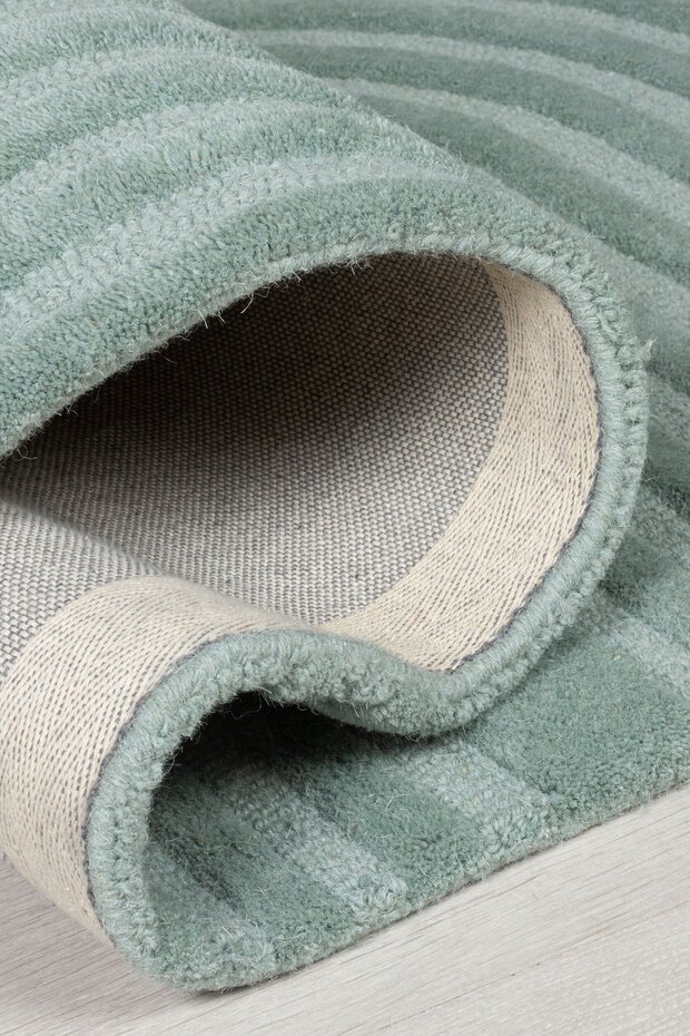 Zen vloerkleed - Japandi - Laagpolig - 100% Wol Modern - Blauw