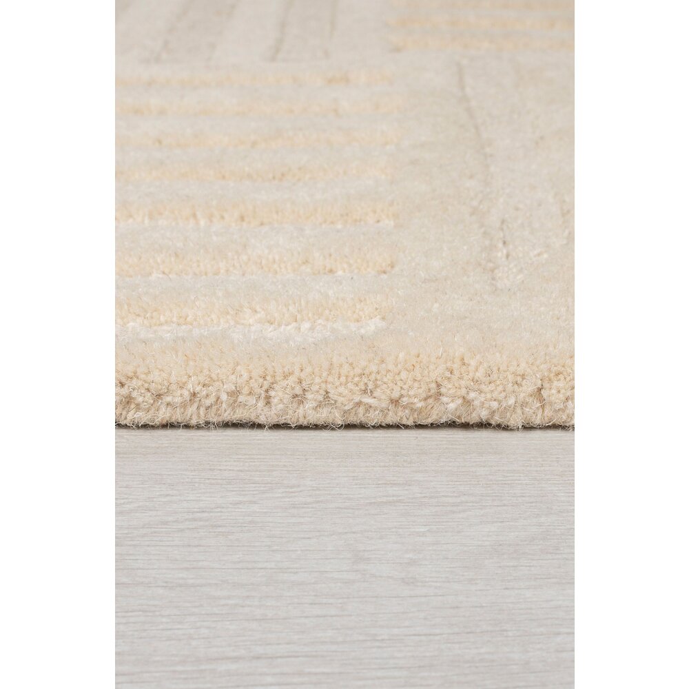 flycarpets ZEN MODERN JAPANDI - Ø 160CM - LAAGPOLIG - 100% WOL - NATUREL / BEIGE