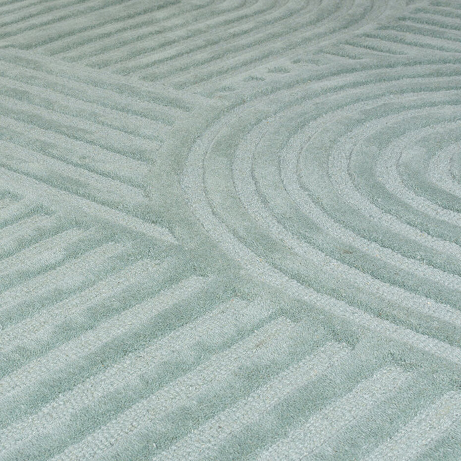 Zen vloerkleed - Japandi - Laagpolig - 100% Wol Modern - Blauw