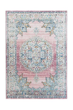 Sena Vintage Medaillon Roze vloerkleed - Indoor En Outdoor