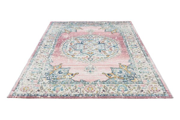 Sena Vintage Medaillon Roze vloerkleed - Indoor En Outdoor