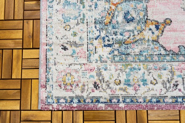 Sena Vintage Medaillon Roze vloerkleed - Indoor En Outdoor