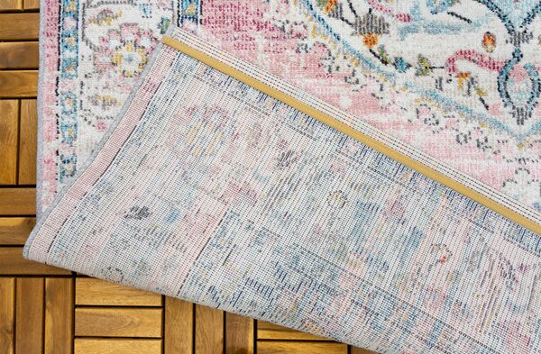 Sena Vintage Medaillon Roze vloerkleed - Indoor En Outdoor