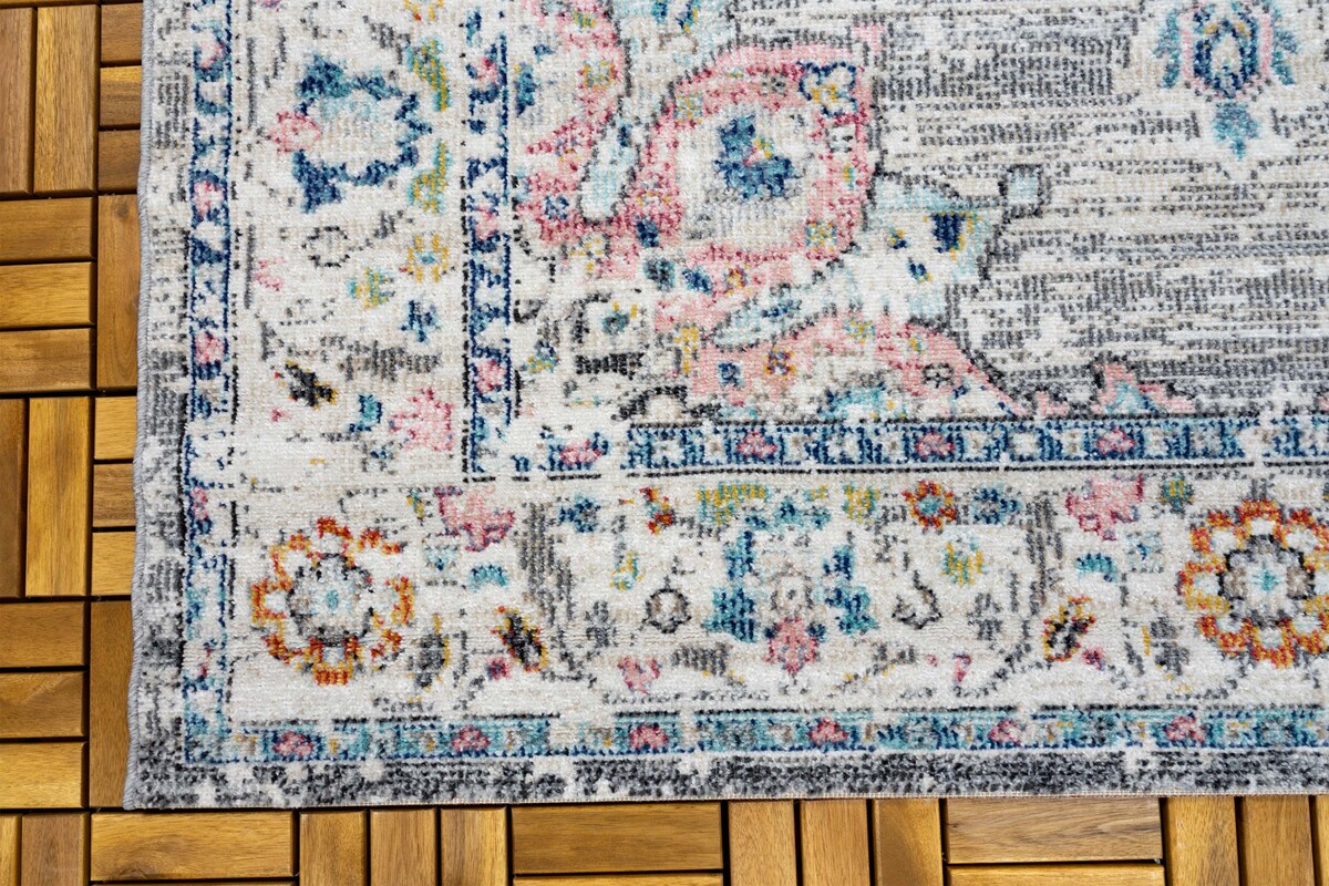 Sena Vintage Medaillon Grijs / Multi vloerkleed - Indoor En Outdoor Sena Vintage Medaillon Grijs / Multi vloerkleed - Indoor En Outdoor