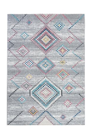 Sena Vintage Grijs / Multi vloerkleed - Indoor En Outdoor - Geruit