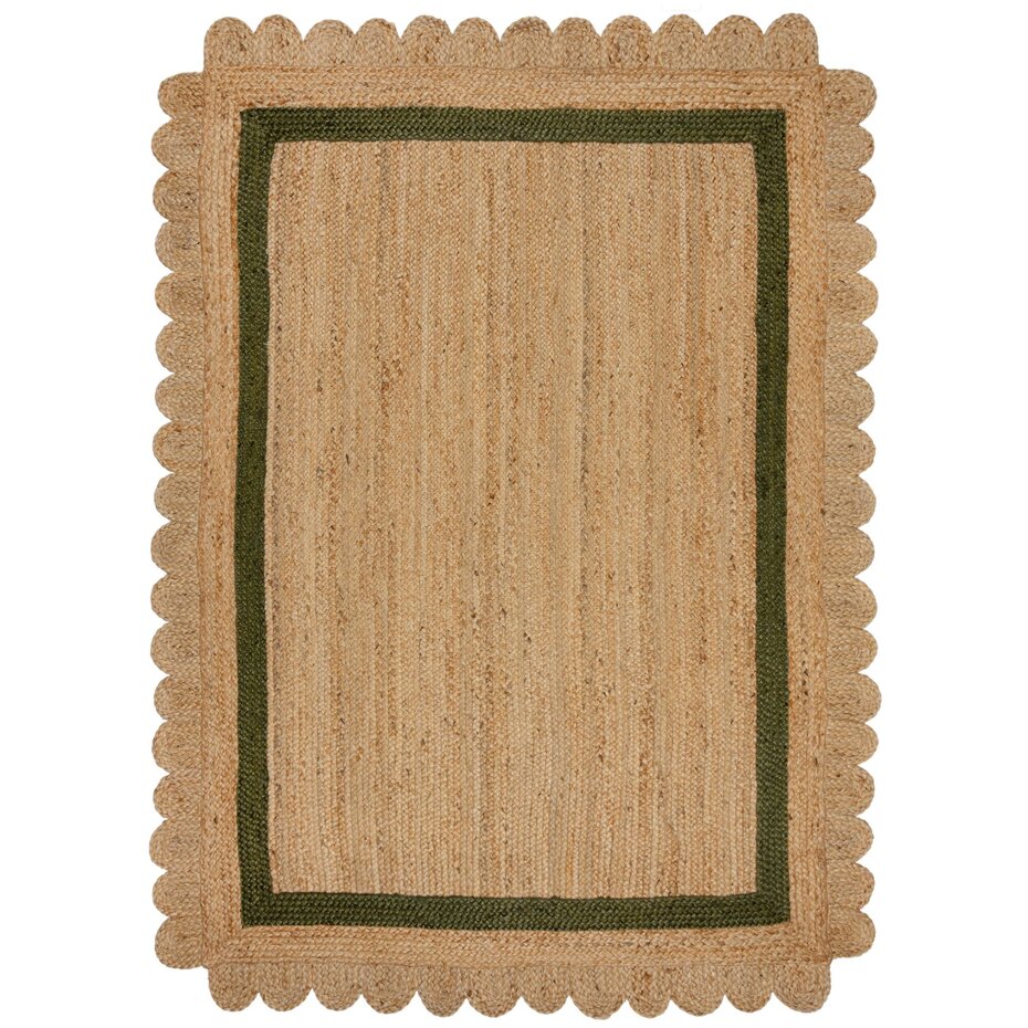 Grace vloerkleed - Jute - Laagpolig Modern - Naturel / Groen Grace vloerkleed - Jute - Laagpolig Modern - Naturel / Groen
