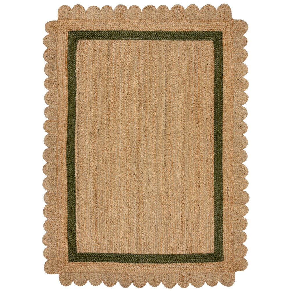 Grace vloerkleed - Jute - Laagpolig Modern - Naturel / Groen Grace vloerkleed - Jute - Laagpolig Modern - Naturel / Groen