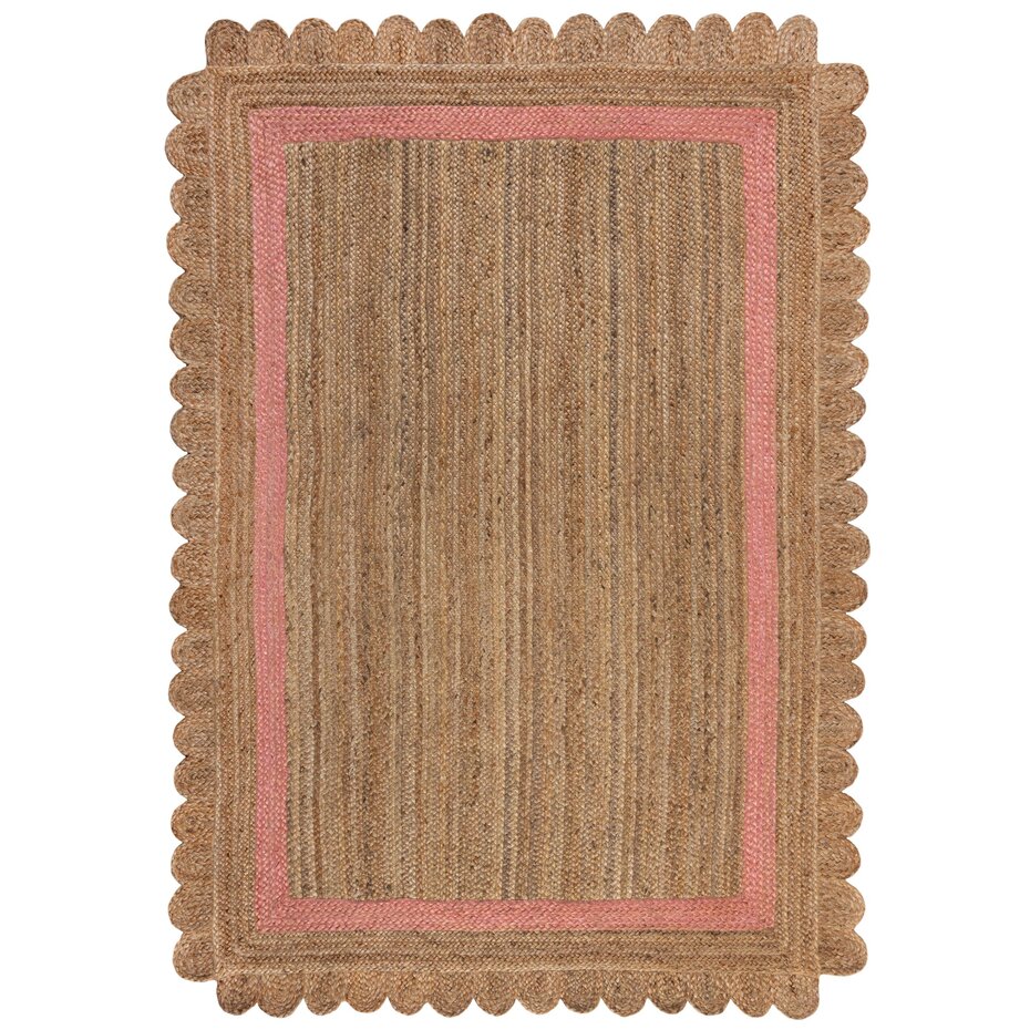 Grace vloerkleed - Jute - Laagpolig Modern - Naturel / Roze