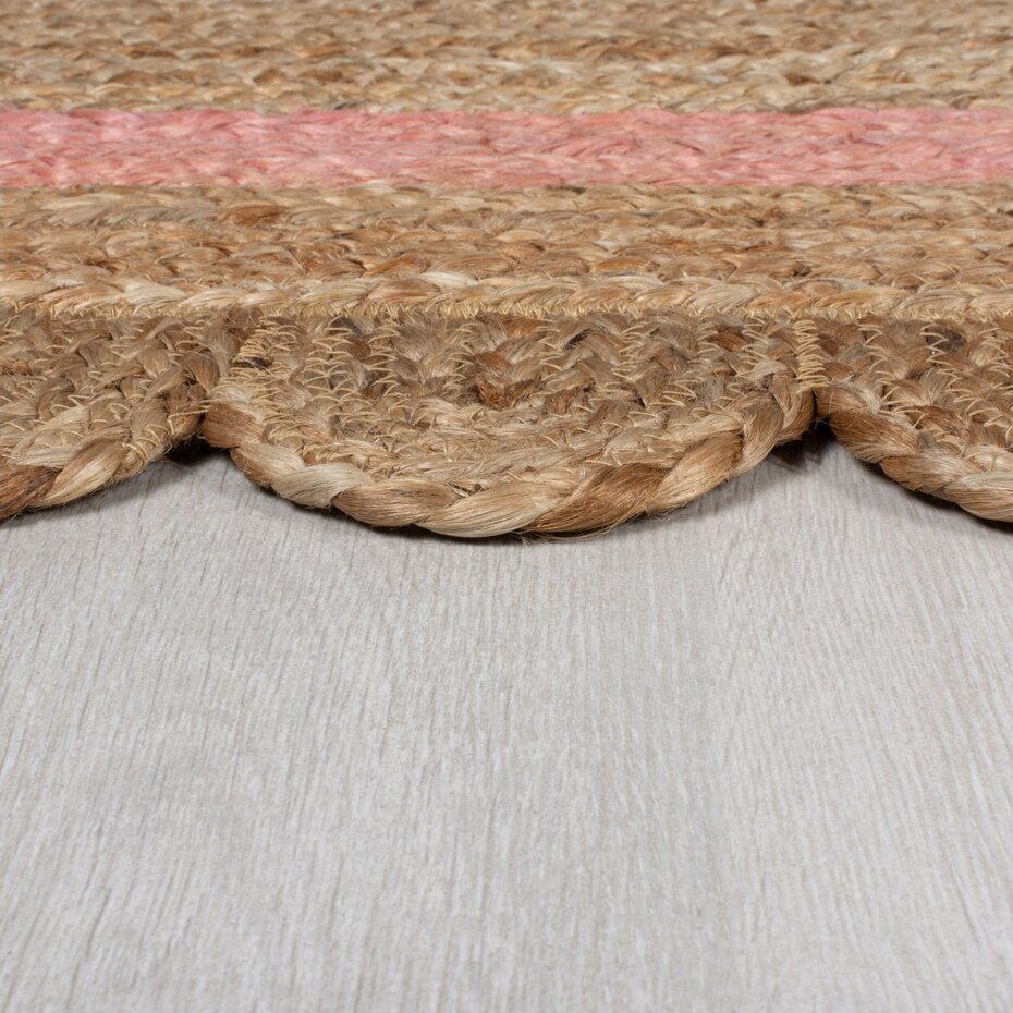 Grace vloerkleed - Jute - Laagpolig Modern - Naturel / Roze