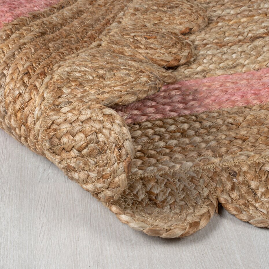 Grace vloerkleed - Jute - Laagpolig Modern - Naturel / Roze