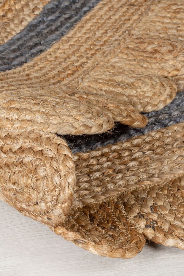 Grace vloerkleed - Jute - Laagpolig Modern - Naturel / Grijs