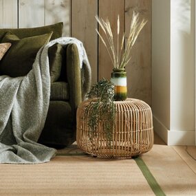 Kira vloerkleed - Jute - Laagpolig - Visgraatpatroon Modern - Naturel / Groen