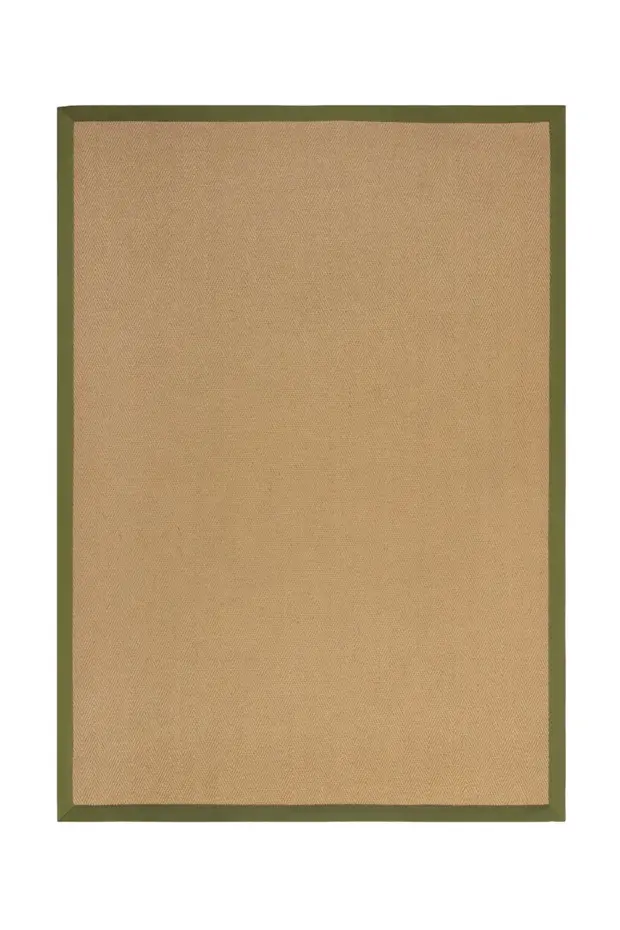 Kira vloerkleed - Jute - Laagpolig - Visgraatpatroon Modern - Naturel / Groen