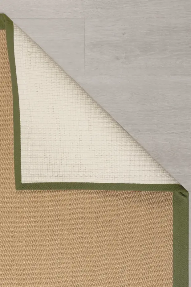Kira vloerkleed - Jute - Laagpolig - Visgraatpatroon Modern - Naturel / Groen