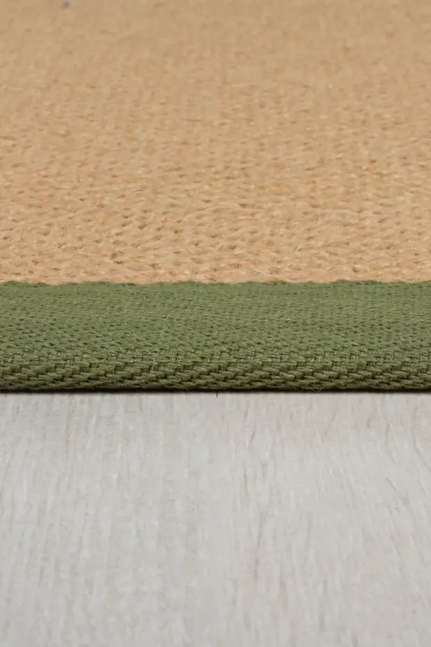Kira vloerkleed - Jute - Laagpolig - Visgraatpatroon Modern - Naturel / Groen