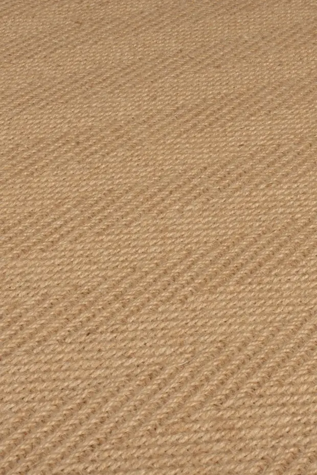 Kira vloerkleed - Jute - Laagpolig - Visgraatpatroon Modern - Naturel / Zwart