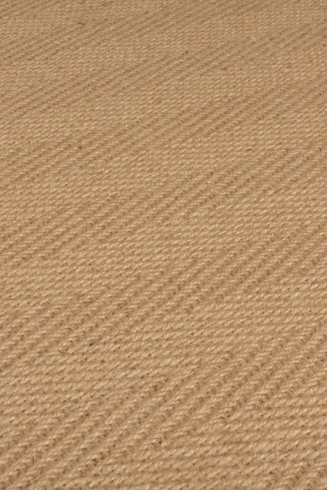 Kira vloerkleed - Jute - Laagpolig - Visgraatpatroon Modern - Naturel / Zwart