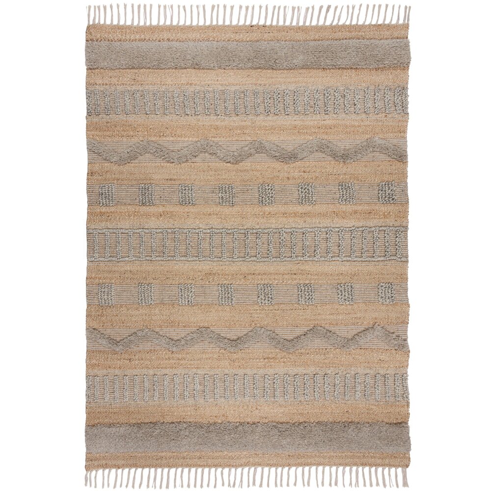 flycarpets MEDINA VLOERKLEED JUTE - LAAGPOLIG MODERN - NATUREL / GRIJS