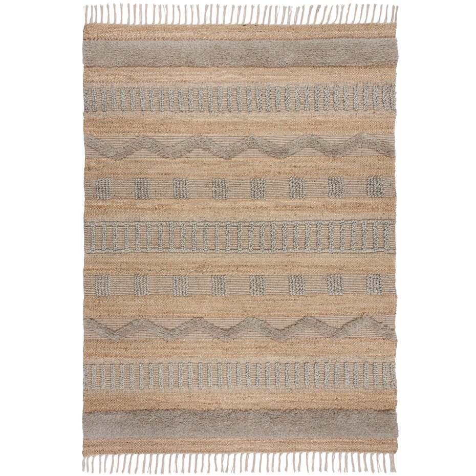 Medina vloerkleed - Jute - Laagpolig Modern - Naturel / Grijs