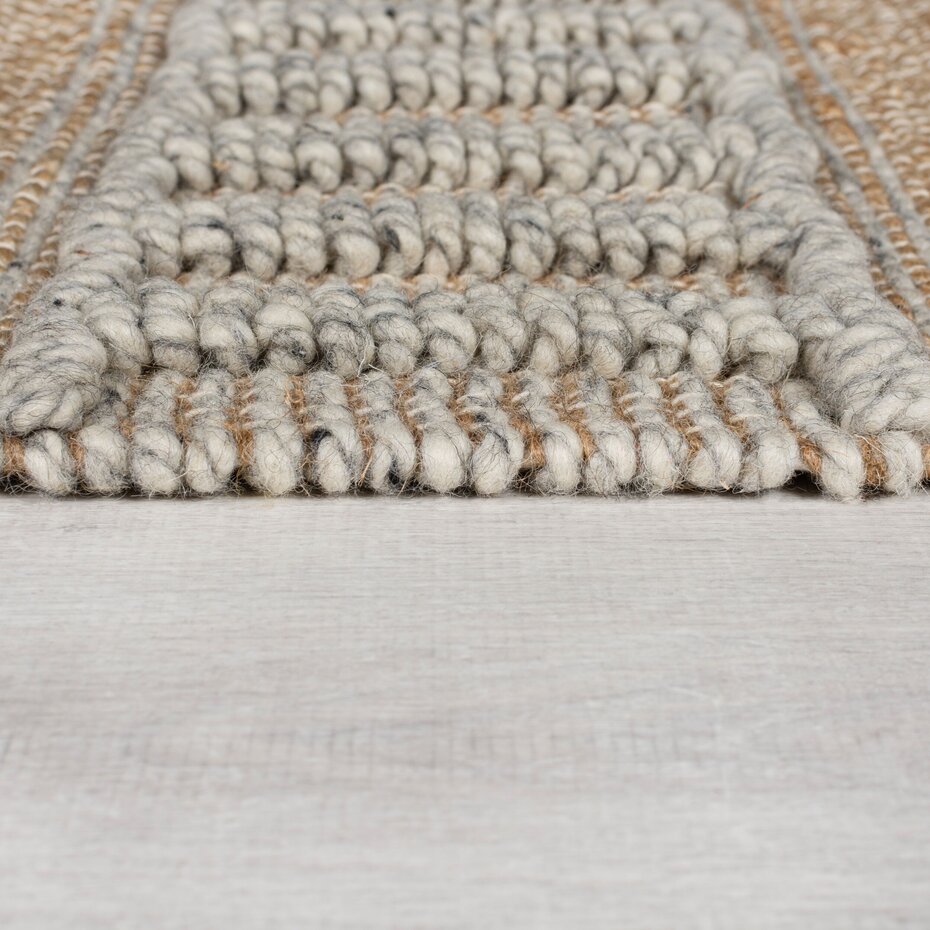 Medina vloerkleed - Jute - Laagpolig Modern - Naturel / Grijs