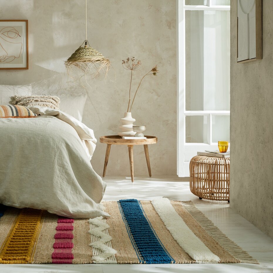 Medina vloerkleed - Jute - Laagpolig Modern - Naturel / Multi