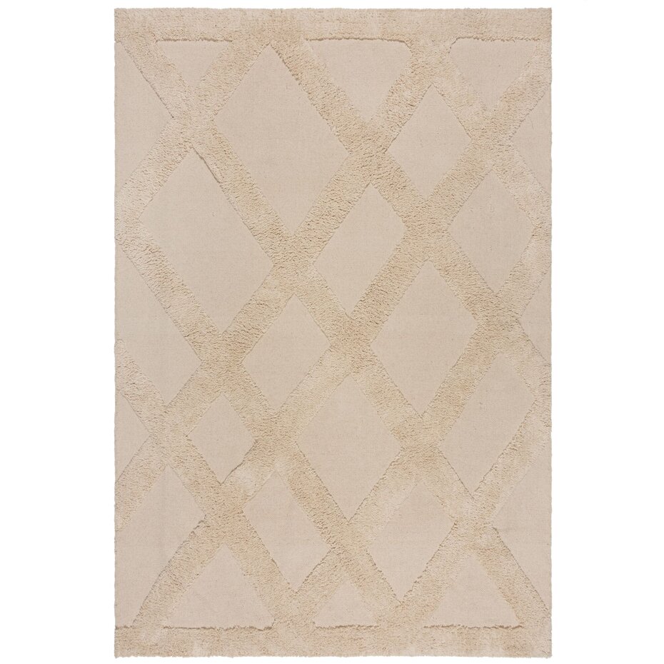 Tessa Diamond vloerkleed - Geometrisch - Laagpolig - Geruit Modern - Naturel