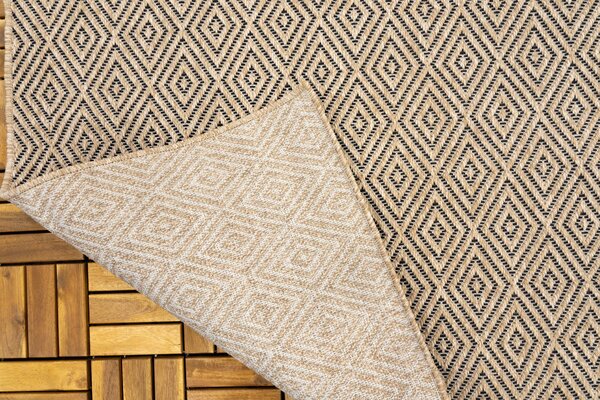Jute Look Buitenkleed - Ceres Geruit Naturel / Zwart