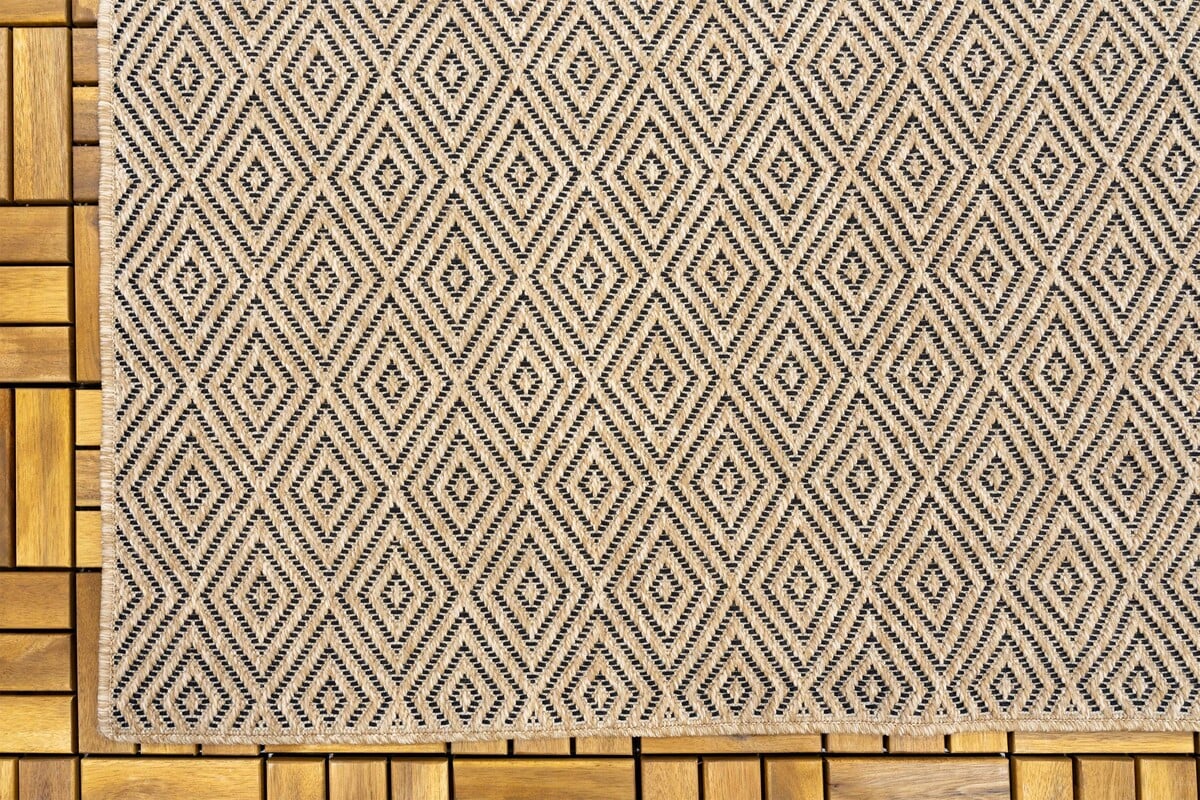 Jute Look Buitenkleed - Ceres Geruit Naturel / Zwart