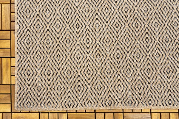 Jute Look Buitenkleed - Ceres Geruit Naturel / Zwart
