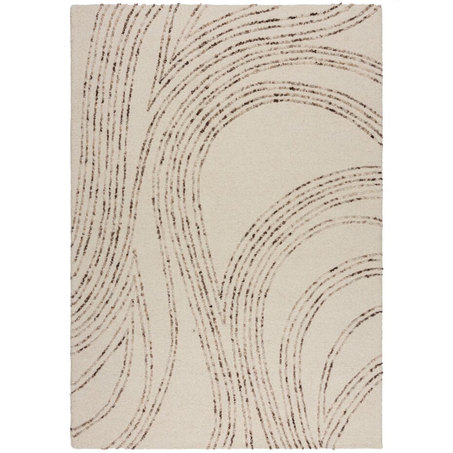 Abstract Swirl vloerkleed - Laagpolig - 100% Wol Modern - Naturel / Bruin / Beige Abstract Swirl vloerkleed - Laagpolig - 100% Wol Modern - Naturel / Bruin / Beige
