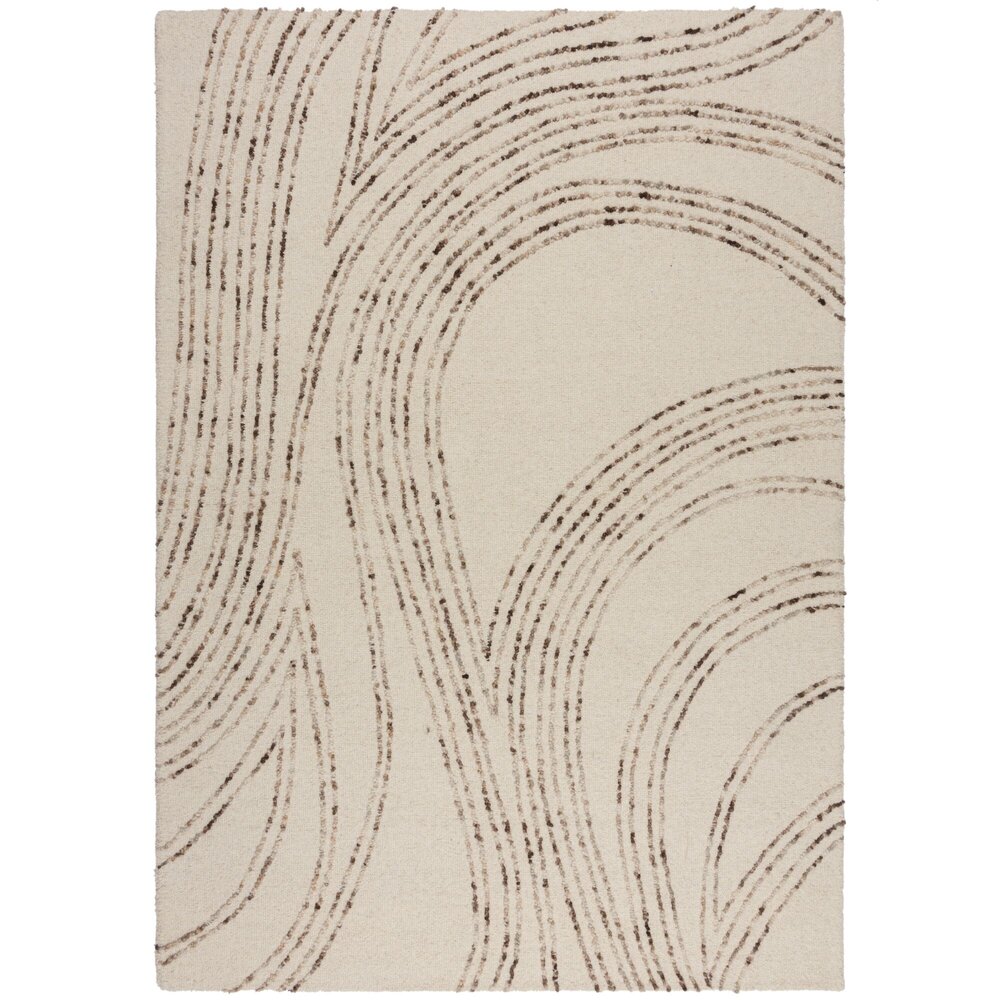 Abstract Swirl vloerkleed - Laagpolig - 100% Wol Modern - Naturel / Bruin / Beige Abstract Swirl vloerkleed - Laagpolig - 100% Wol Modern - Naturel / Bruin / Beige