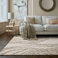 flycarpets ABSTRACT SWIRL VLOERKLEED LAAGPOLIG - 100% WOL MODERN - NATUREL / BRUIN / BEIGE