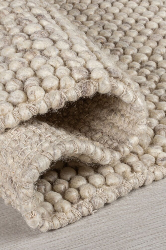 Minerals Uni vloerkleed - Laagpolig - Wol - Bolletjes Modern - Naturel / Beige Minerals Uni vloerkleed - Laagpolig - Wol - Bolletjes Modern - Naturel / Beige