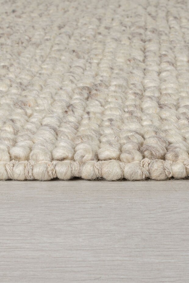 Minerals Uni vloerkleed - Laagpolig - Wol - Bolletjes Modern - Naturel / Beige