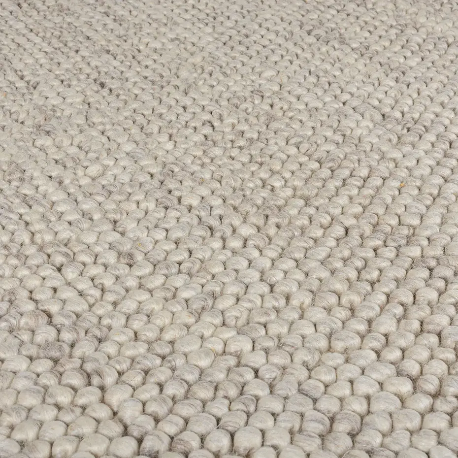 Minerals Uni vloerkleed - Laagpolig - Wol - Bolletjes Modern - Naturel / Beige
