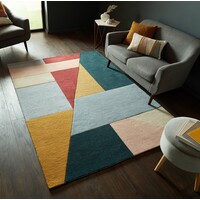 flycarpets ALWYN VLOERKLEED LAAGPOLIG - 100% WOL - GEO MODERN - MULTI / ROZE