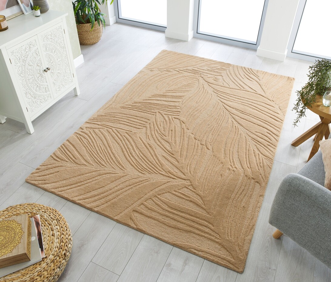 Modern Wollen vloerkleed - Lino Leaf Beige Modern Wollen vloerkleed - Lino Leaf Beige