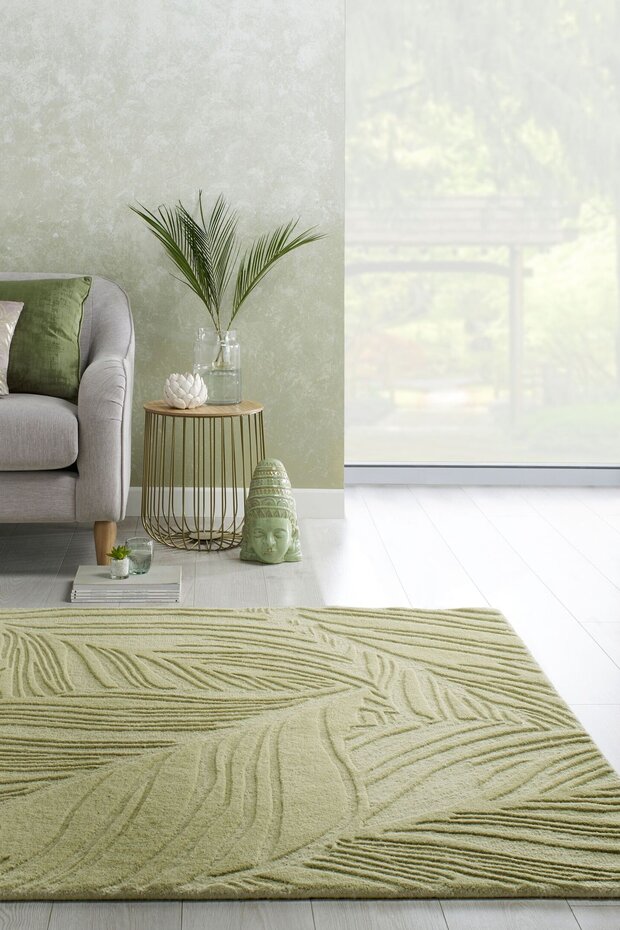 Modern Wollen vloerkleed - Lino Leaf Salie Groen Modern Wollen vloerkleed - Lino Leaf Salie Groen
