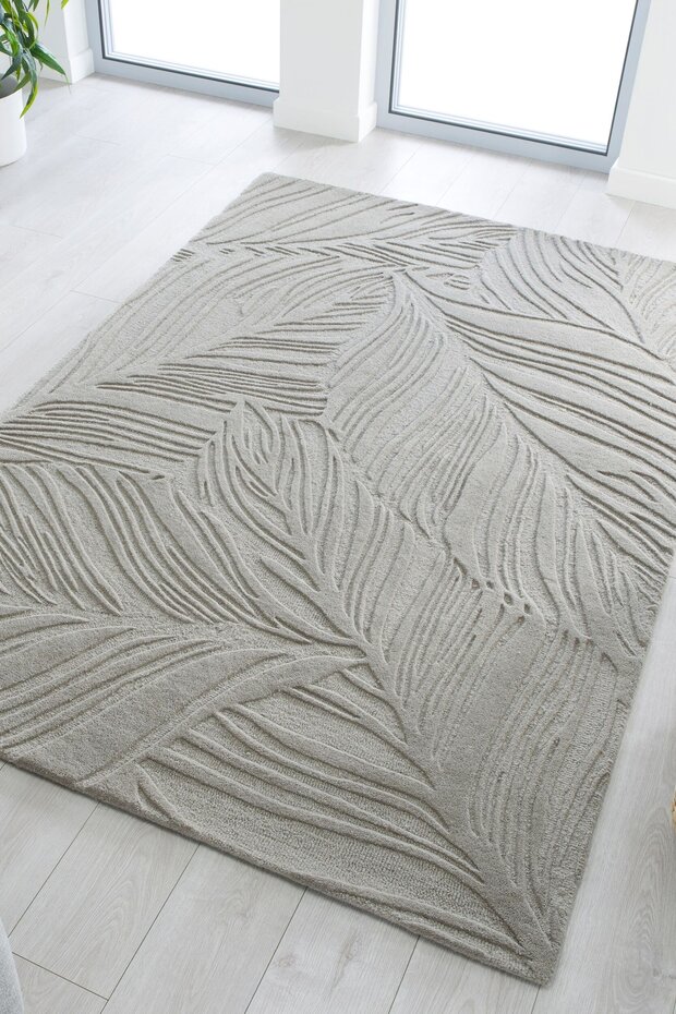 Modern Wollen vloerkleed - Lino Leaf Grijs