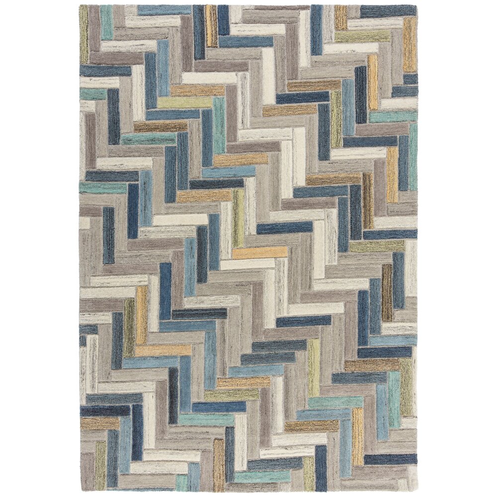 flycarpets RUSSO VLOERKLEED LAAGPOLIG - 100% WOL - GEO MODERN - NATUREL / MULTI