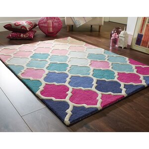 flycarpets REVERIE VLOERKLEED LAAGPOLIG - 100% WOL - BAROK DESIGN MODERN - ROZE / BLAUW