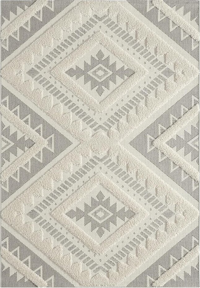 Mallorca Indoor & Outdoor Crème / Grijs vloerkleed - 3D Effect Mallorca Indoor & Outdoor Crème / Grijs vloerkleed - 3D Effect