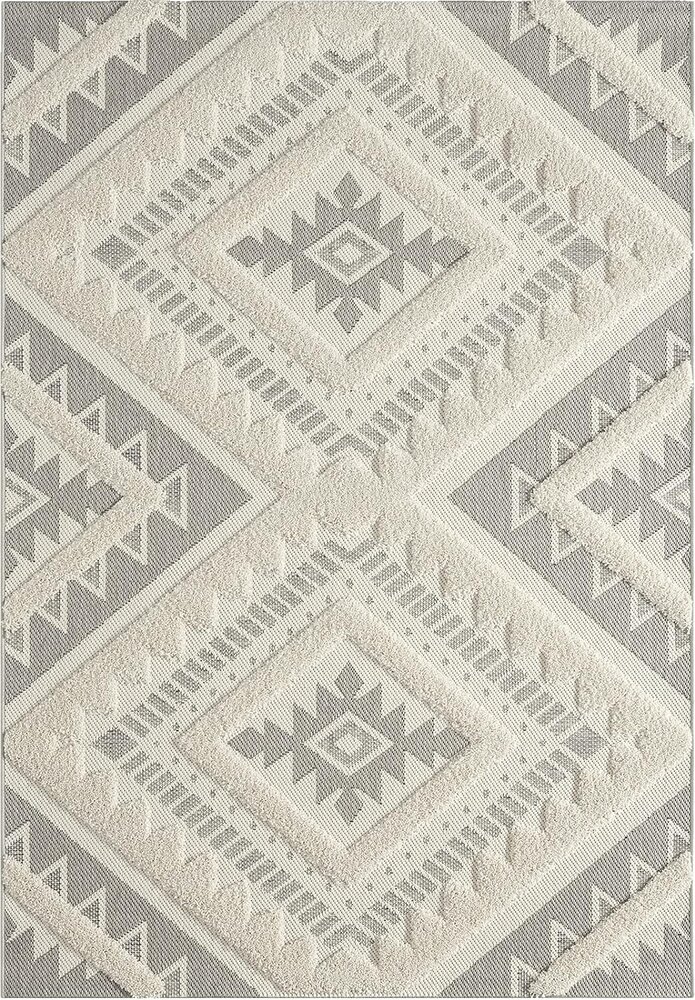 Mallorca Indoor & Outdoor Crème / Grijs vloerkleed - 3D Effect Mallorca Indoor & Outdoor Crème / Grijs vloerkleed - 3D Effect