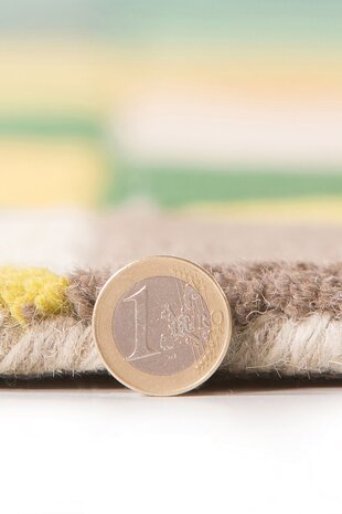 Rond wollen vloerkleed - Prism Geometrisch Groen/Multi