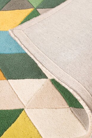 Rond wollen vloerkleed - Prism Geometrisch Groen/Multi