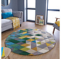 Rond wollen vloerkleed - Prism Geometrisch Groen/Multi