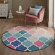 Rond wollen vloerkleed - Reverie Roze/Blauw Rond wollen vloerkleed - Reverie Roze/Blauw