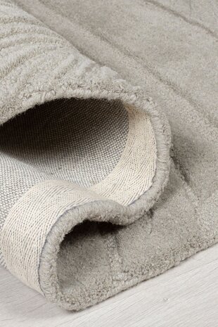 Rond Modern Wollen vloerkleed - Lino Leaf Grijs